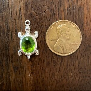 Sterling Silver Turtle Pendant with green stone